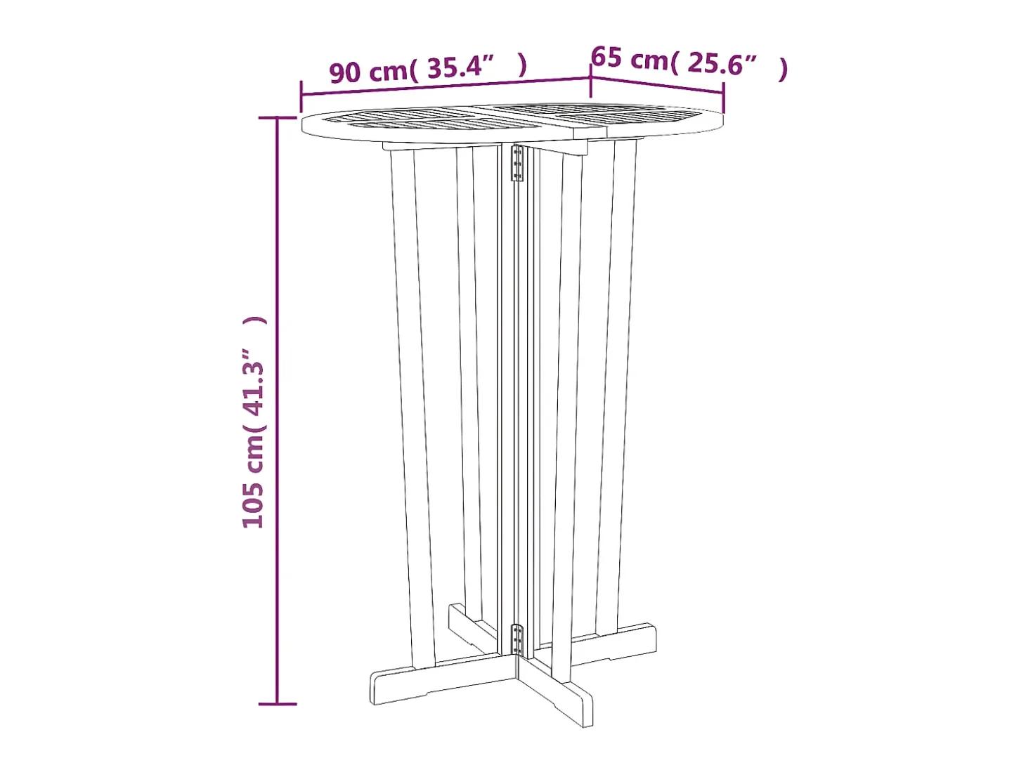 Garden Furniture - Mesa de bar plegable madera maciza de teca 90x65x105 cm