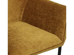 GASPARD-Silla de mesa de tela mostaza y metal negro
