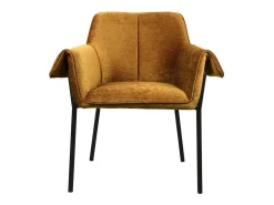 GASPARD-Silla de mesa de tela mostaza y metal negro