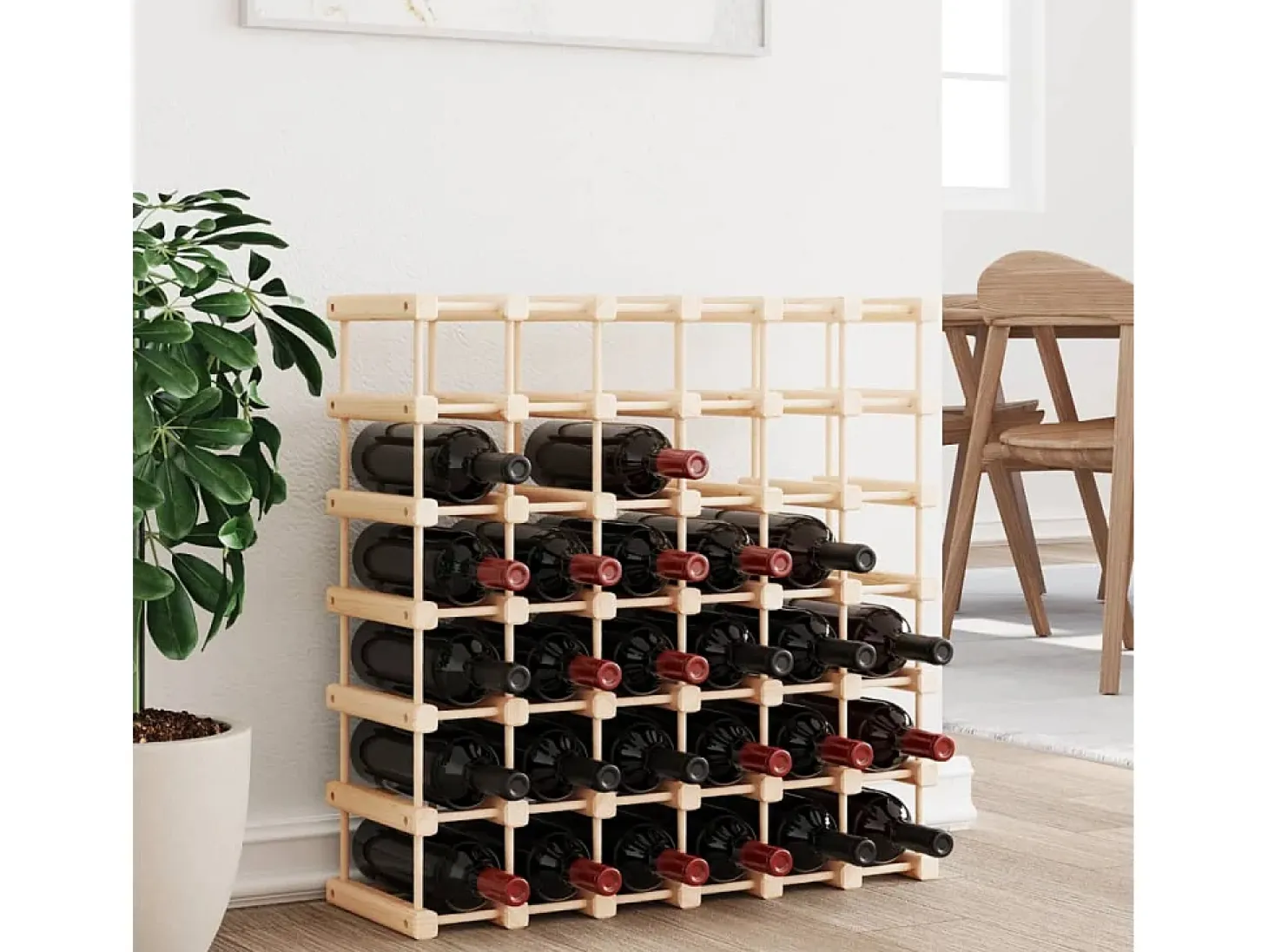 Geesje Botellero para 42 botellas madera maciza pino 68,5x23x68,5 cm