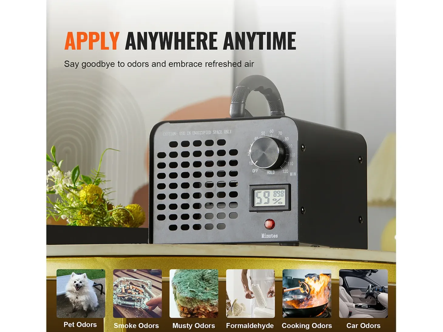 Generador de Ozono SucceBuy, Máquina de Ozono de 24000 mg/h con Cronómetro de 0 a 120 Minutos