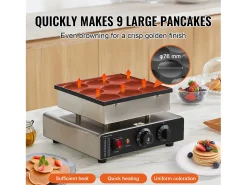 Gofrera SucceBuy 9 Piezas 76 mm Máquina Comercial de Crepas Holandesas Dorayaki 850 W Antiadherente