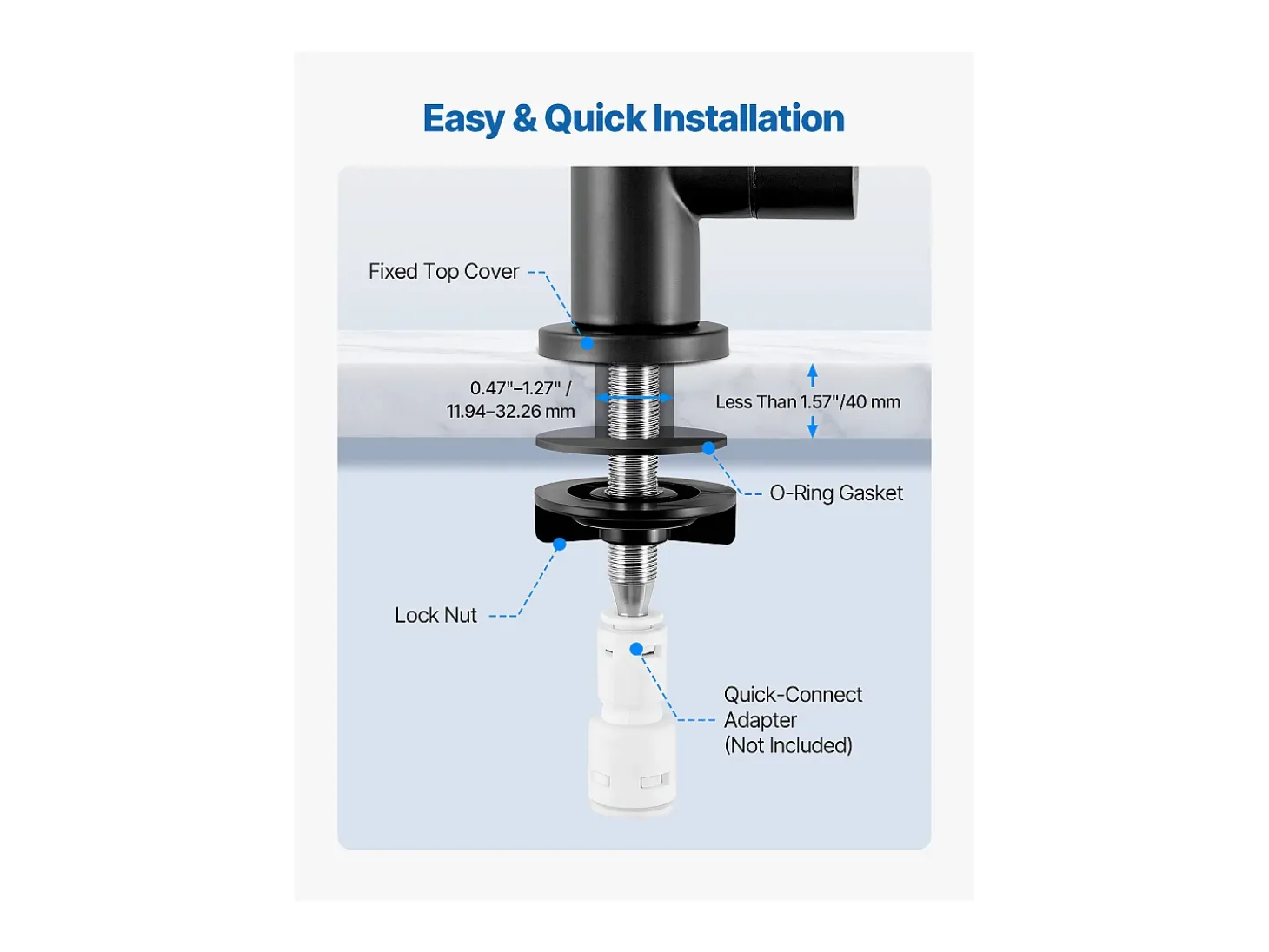 Grifo de Agua Potable SucceBuy sin Plomo en Acero Inoxidable, Grifo de Ósmosis Inversa con Válvula en Latón Macizo, Filtrado de Arco Alto, Giratorio 360°