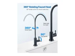 Grifo de Agua Potable SucceBuy sin Plomo en Acero Inoxidable, Grifo de Ósmosis Inversa con Válvula en Latón Macizo, Filtrado de Arco Alto, Giratorio 360°
