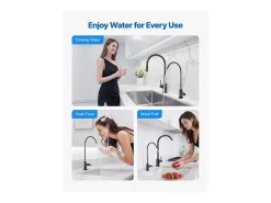 Grifo de Agua Potable SucceBuy sin Plomo en Acero Inoxidable, Grifo de Ósmosis Inversa con Válvula en Latón Macizo, Filtrado de Arco Alto, Giratorio 360°