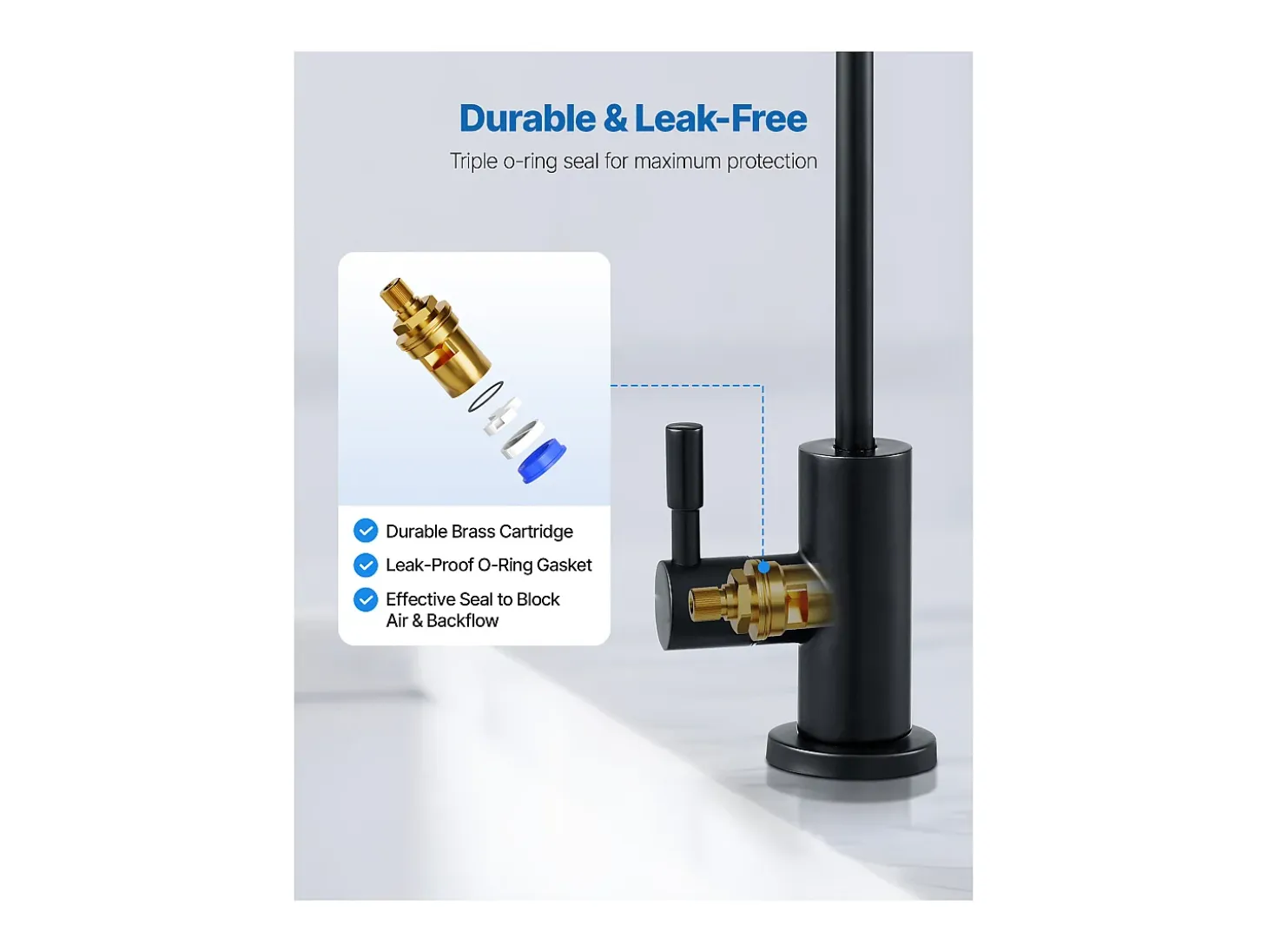 Grifo de Agua Potable SucceBuy sin Plomo en Acero Inoxidable, Grifo de Ósmosis Inversa con Válvula en Latón Macizo, Filtrado de Arco Alto, Giratorio 360°
