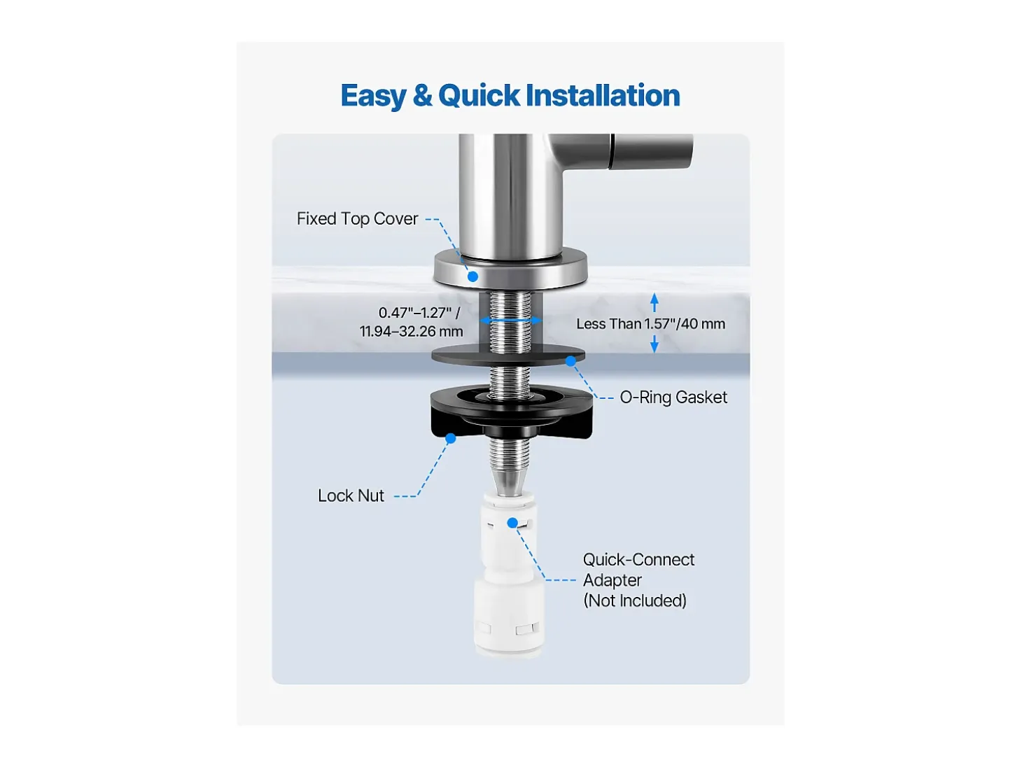 Grifo de Agua Potable SucceBuy sin Plomo en Acero Inoxidable, Grifo de Ósmosis Inversa con Válvula en Latón Macizo, Filtrado de Arco Alto, para Fregadero Cocina
