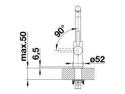 Grifo de cocina BLANCO LANORA acero inoxidable cepillado macizo caño alto orientable 360° palanca vertical ahorro de energía