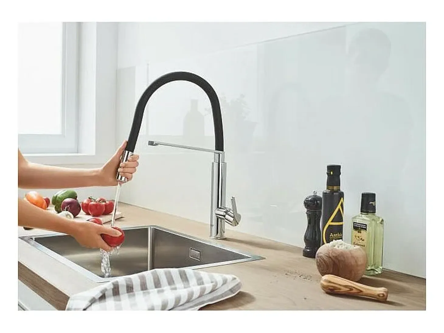 Grifo de cocina con ducha extraíble GROHE Feel Quickfix cromado