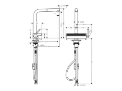 Grifo de cocina con HANSGROHE Aquno Select M81 250 chorro cromado de 2 chorros