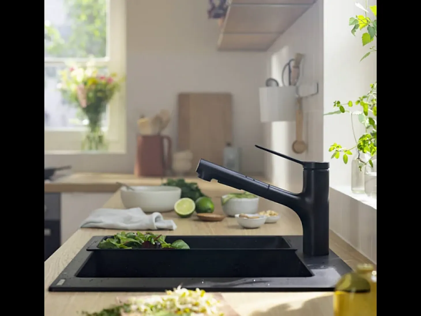 Grifo de cocina con HANSGROHE Zesis M33 150 2 chorros negro mate