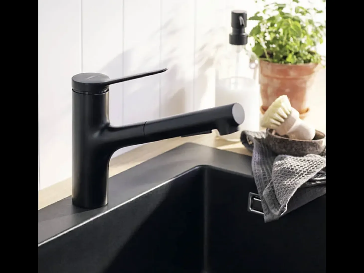 Grifo de cocina con HANSGROHE Zesis M33 150 2 chorros negro mate