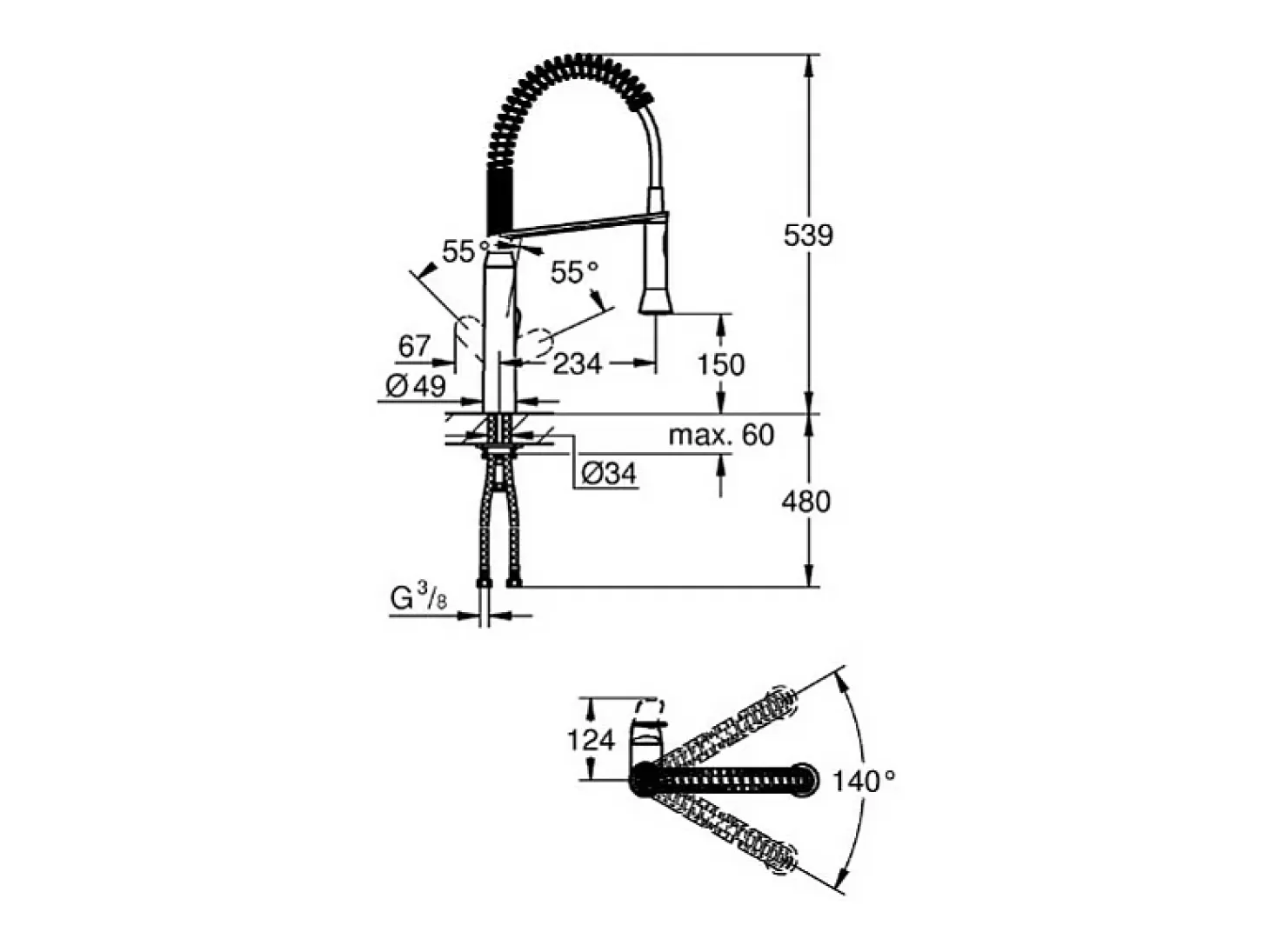 Grifo de Cocina GROHE K7 Caño Alto Cromado con Ducha Extraíble