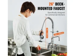 Grifo de Cocina, SucceBuy Grifo de Fregadero de Cocina Comercial con Rociador de Prelavado, 66 cm de Altura