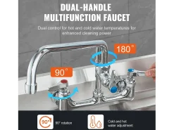 Grifo de Cocina, SucceBuy Grifo de Fregadero de Cocina de Montaje en Pared con Rociador de Prelavado, 120 cm de Altura