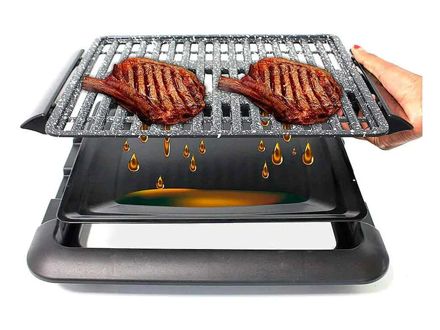 Grill eléctrico BN3673 parrilla antiadherente 1250W negro