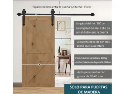 Herraje para puerta corredera negro 200x0.6x4 cm HOMCOM
