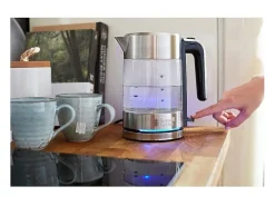 Hervidor de vidrio compacto RUSSELL de 0,8 L, diseño premium para el hogar, ebullición rápida