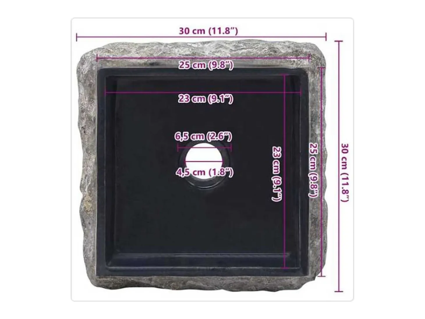 Hilmi Lavabo mármol negro 30x30x13 cm