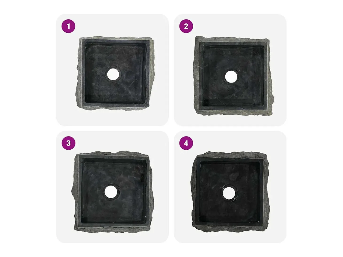 Hilmi Lavabo mármol negro 30x30x13 cm