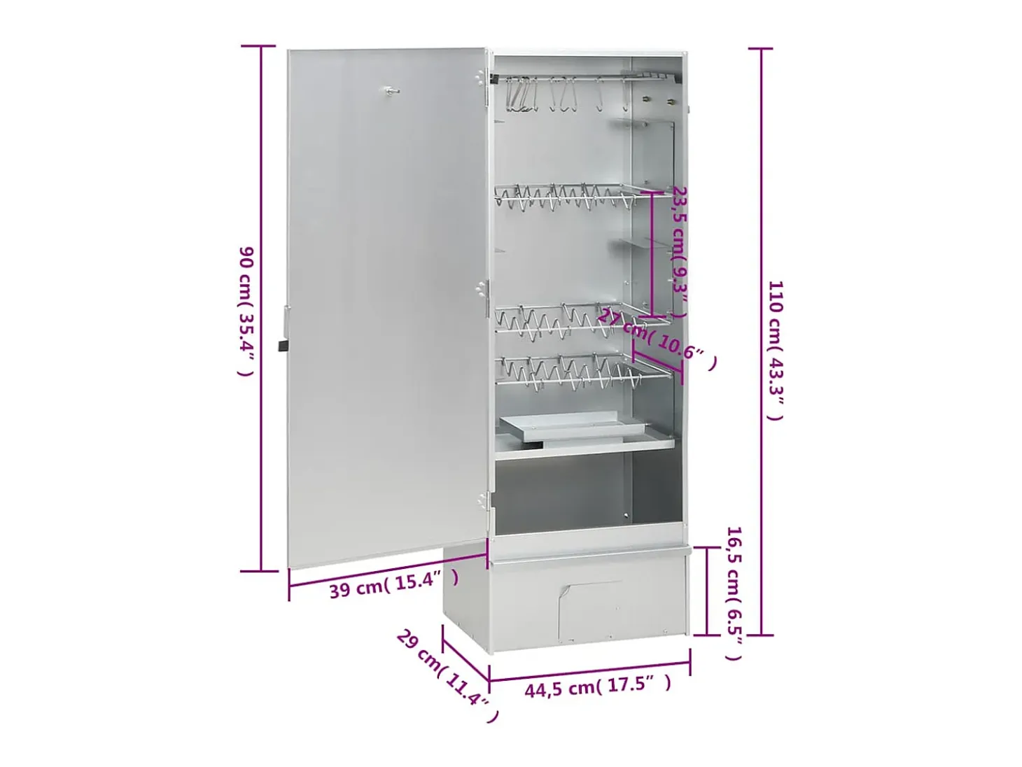 Horno ahumador de BBQ con generador humo frío acero galvanizado