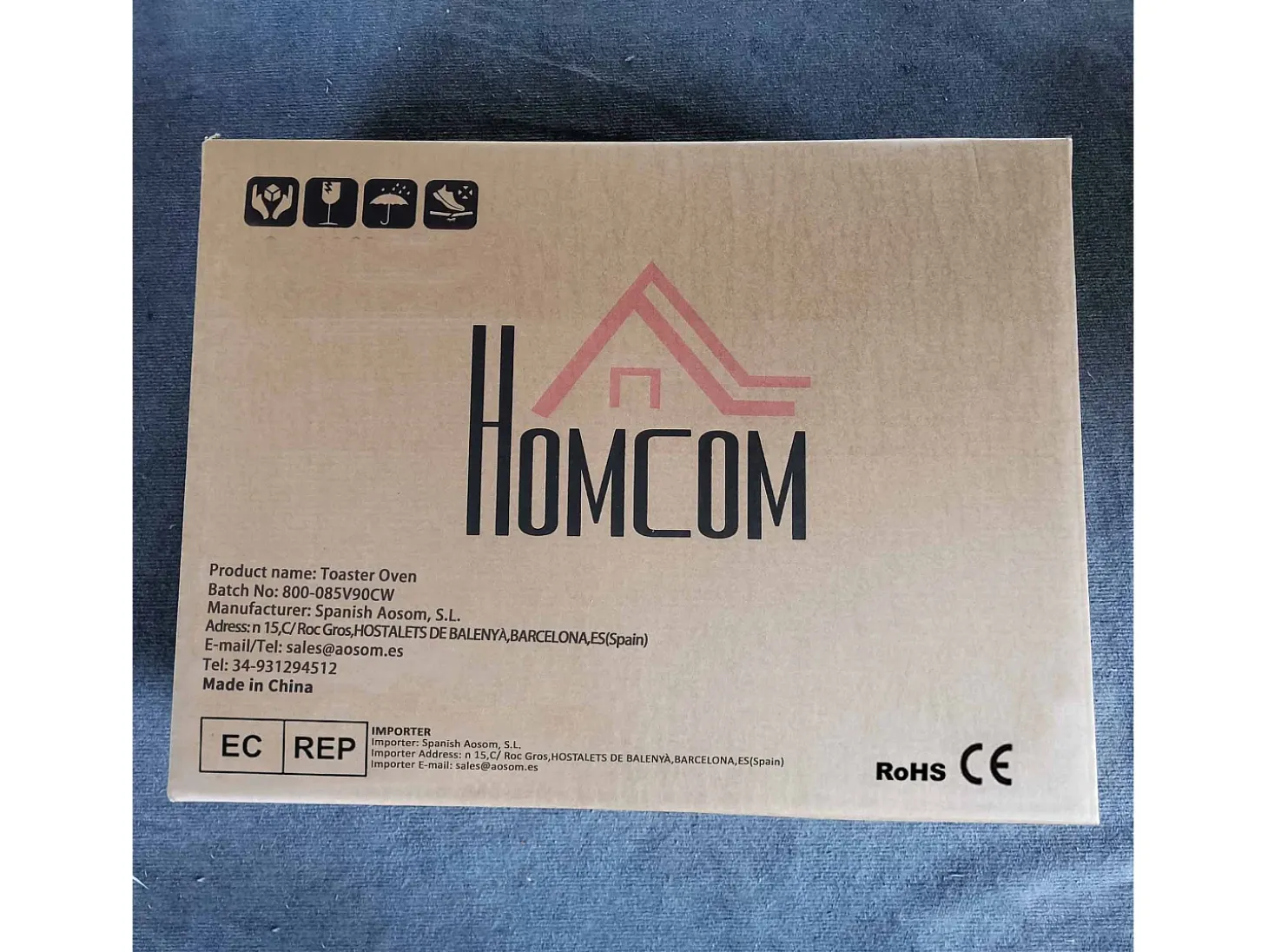 Horno de sobremesa Alec Homcom 1400W 21L 3 modos + temporizador crema 46 cm