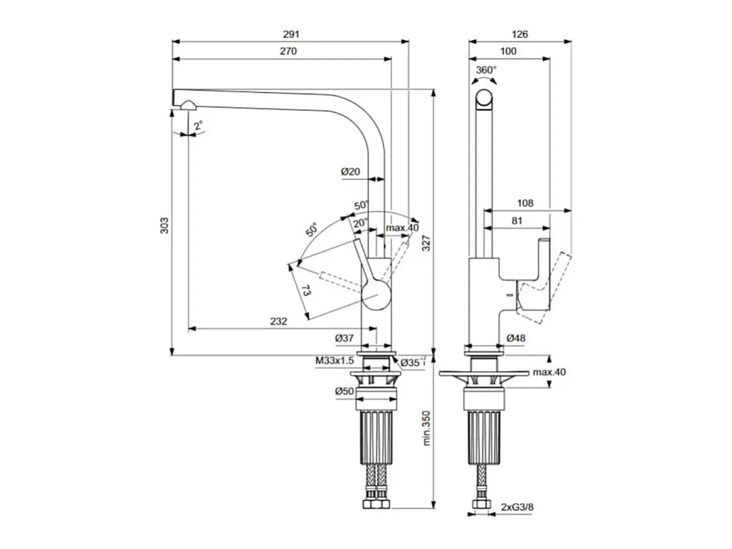IDEAL STANDARD Grifo de cocina Gusto gris tormenta