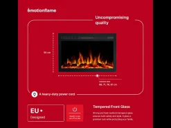 Insert eléctrico INFINITY para chimenea eléctrica - fuego premium - empotrada - 76x14x50 cm - chimenea LED con calefacción 750/1500 W