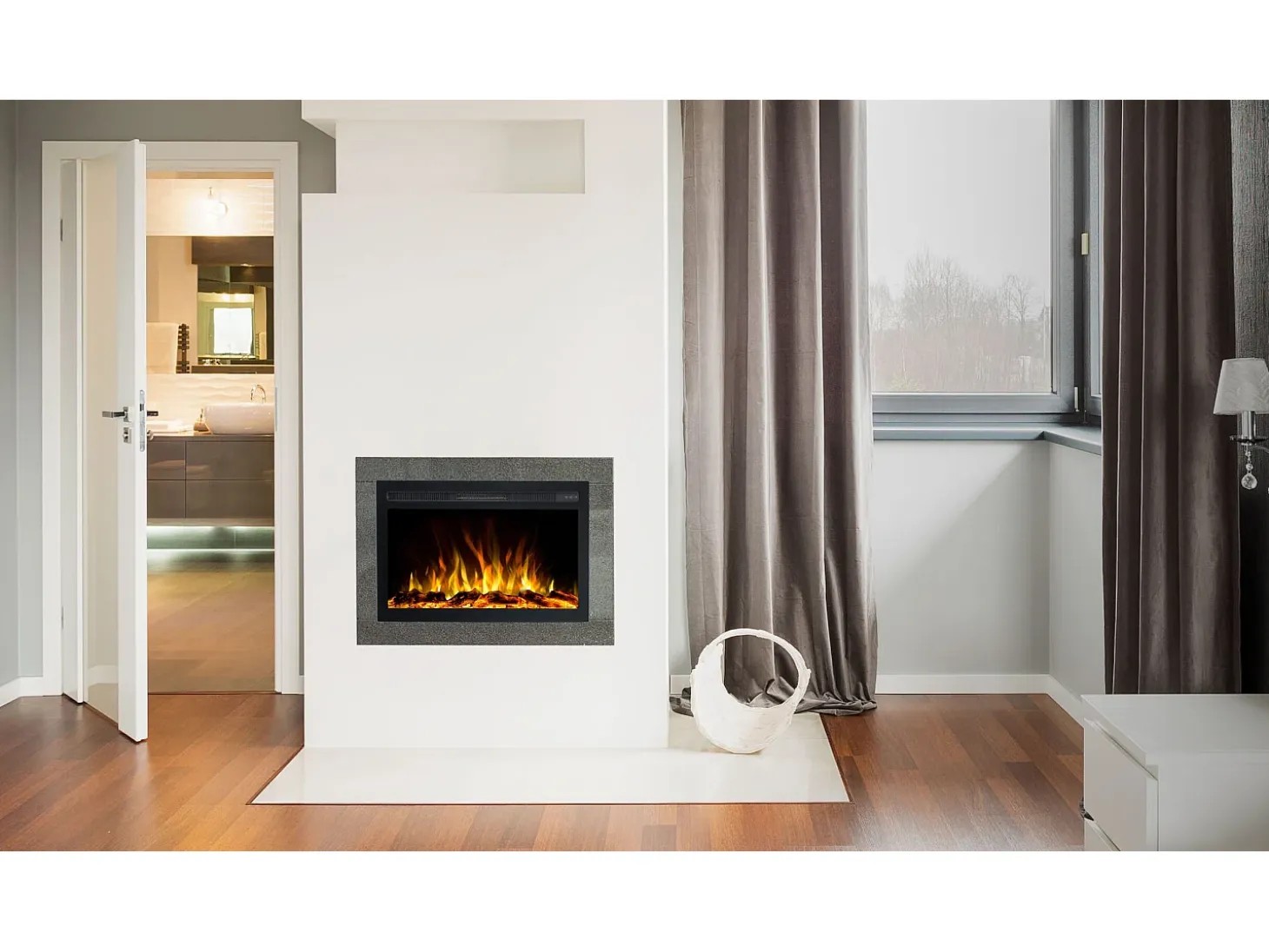 Insert eléctrico INFINITY para chimenea eléctrica - fuego premium - empotrada - 66x14x50 cm - chimenea LED con calefacción 750/1500 W