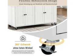 Isla central con ruedas - Isla de cocina extensible con encimera + 2 cajones - MDF - blanco