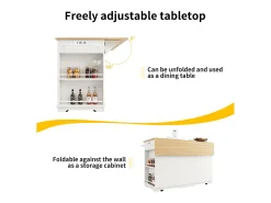 Isla central de cocina - carrito con ruedas y tomas - con plancha extensible - 2 puertas 2 cajones y 2 compartimentos - Blanco