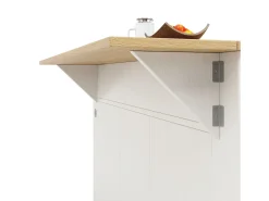 Isla central de cocina - carrito con ruedas y tomas - con plancha extensible - 2 puertas 2 cajones y 2 compartimentos - Blanco