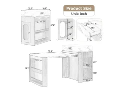 Isla central de cocina - mesa de comedor extensible - con toma de corriente - con ruedas y espacio de almacenamiento - con gancho - Natural