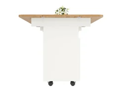 Isla Central de cocina 2 puertas y 3 estantes, con ruedas giratorias, mesa plegable, 120x30/70x79.5 cm, blanco