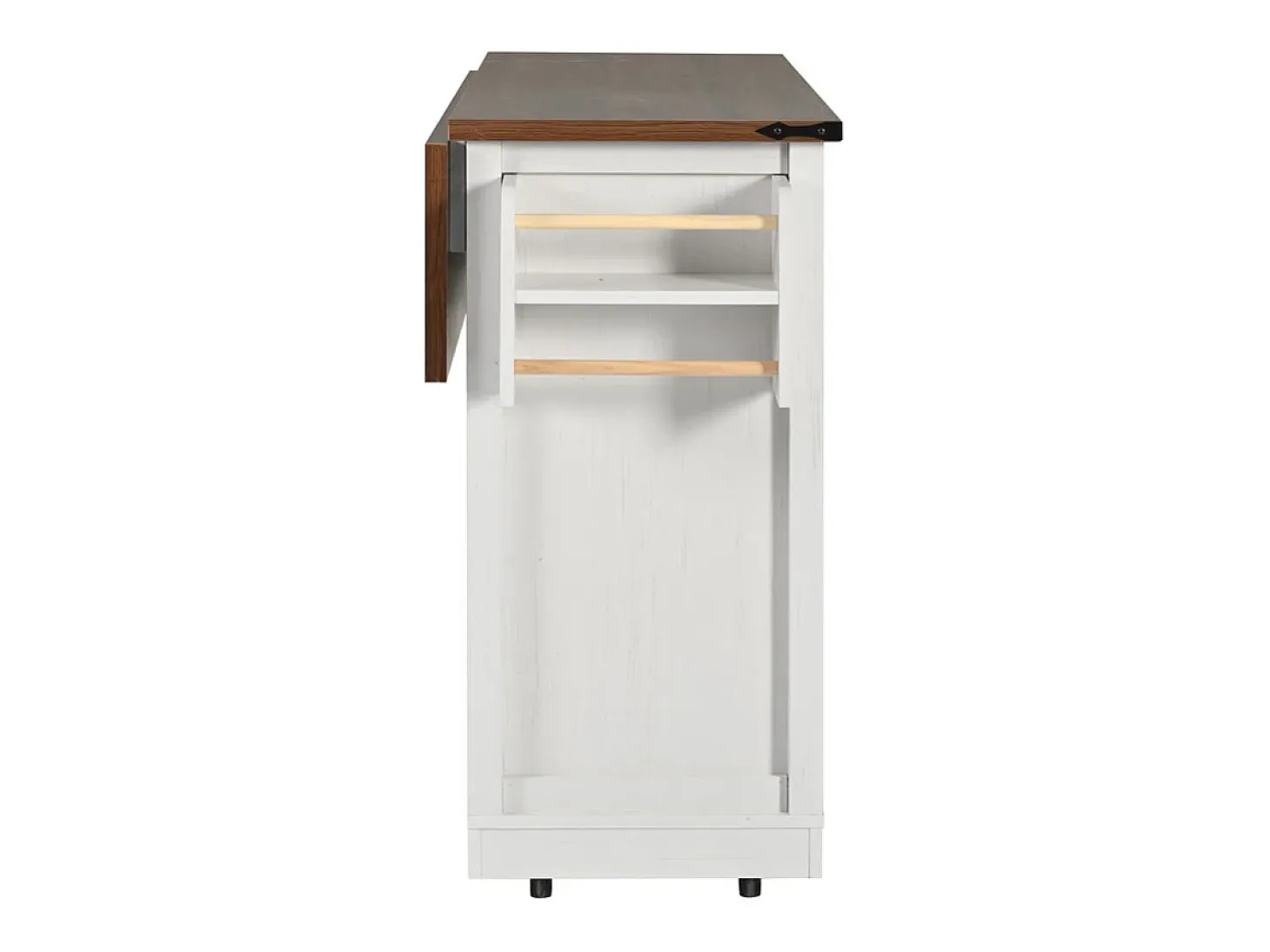 Isla central de cocina con 3 cajones y 2 puertas correderas, mesa extensible, Beige, 140x45/73x94cm