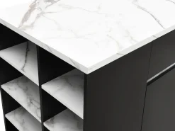 Isla central de cocina con almacenamiento - Efecto mármol blanco y negro - MEILI