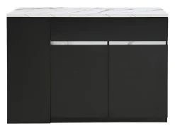 Isla central de cocina con almacenamiento - Efecto mármol blanco y negro - MEILI