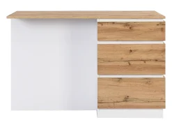 Isla central de cocina con 6 cajones y 4 estantes de MDF - Natural y Blanco - POMARELA