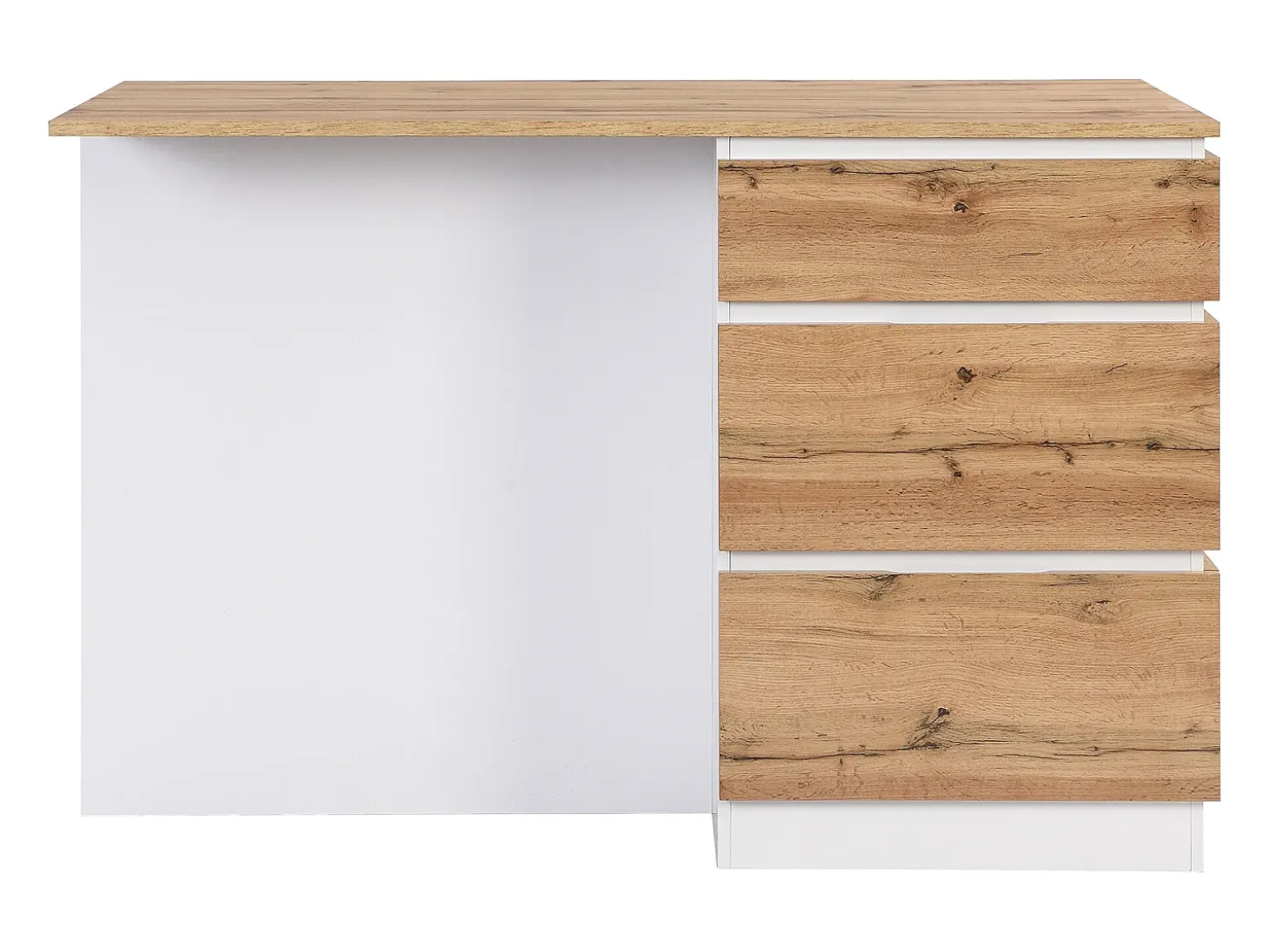 Isla central de cocina con 6 cajones y 4 estantes de MDF - Natural y Blanco - POMARELA
