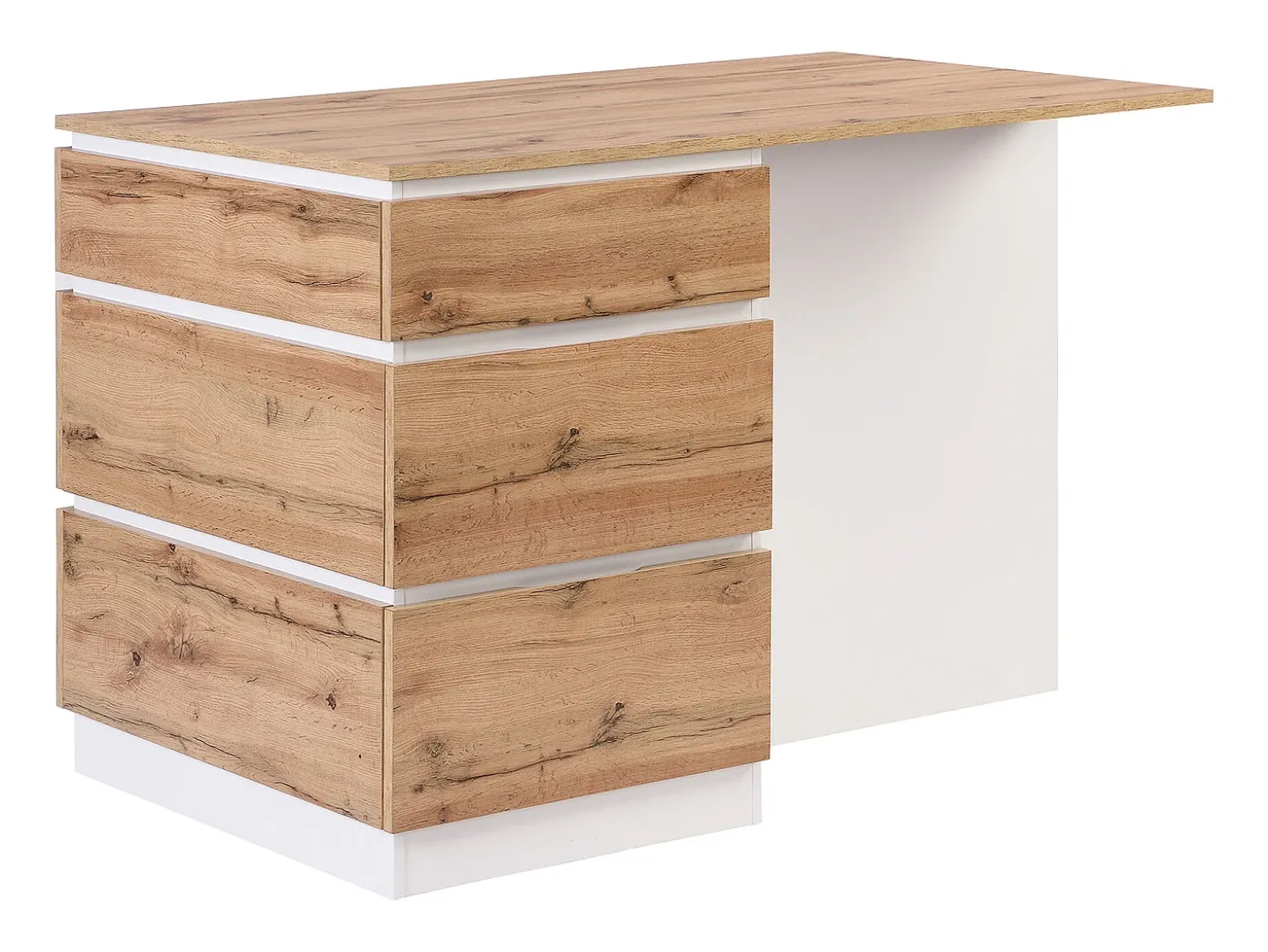 Isla central de cocina con 6 cajones y 4 estantes de MDF - Natural y Blanco - POMARELA