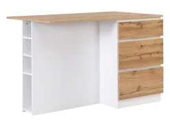 Isla central de cocina con 6 cajones y 4 estantes de MDF - Natural y Blanco - POMARELA