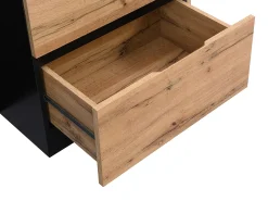 Isla central de cocina con 6 cajones y 4 compartimentos de MDF - Natural y Negro - POMARELA