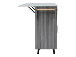 Isla central de cocina móvil - Tablero extensible - 2 cajones + puertas de armario para almacenamiento - Gris
