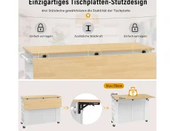 Isla central extensible con ruedas - 120 x 40/70 x 92 cm - con 2 puertas + 2 cajones - MDF - blanco + natural