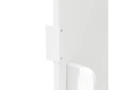 Isla central móvil con tablero de madera veteada, 3 puertas texturizadas y especiero - blanco