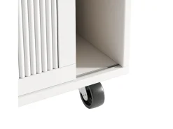Isla de cocina - 146,85 x 45/70 x 93 cm - carro extensible con ruedas + 2 puertas + 3 cajones - MDF + Metal - blanco