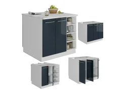 Isla de cocina azul oscuro alto brillo 90x60x82 fame-line