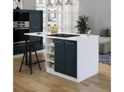 Isla de cocina azul oscuro alto brillo 90x60x82 fame-line