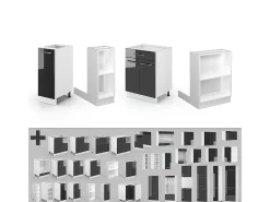 Isla de cocina antracita brillo intenso/blanco 90x60x82 fame-line