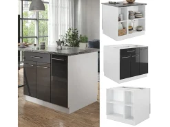 Isla de cocina antracita brillo intenso/blanco 90x60x82 fame-line